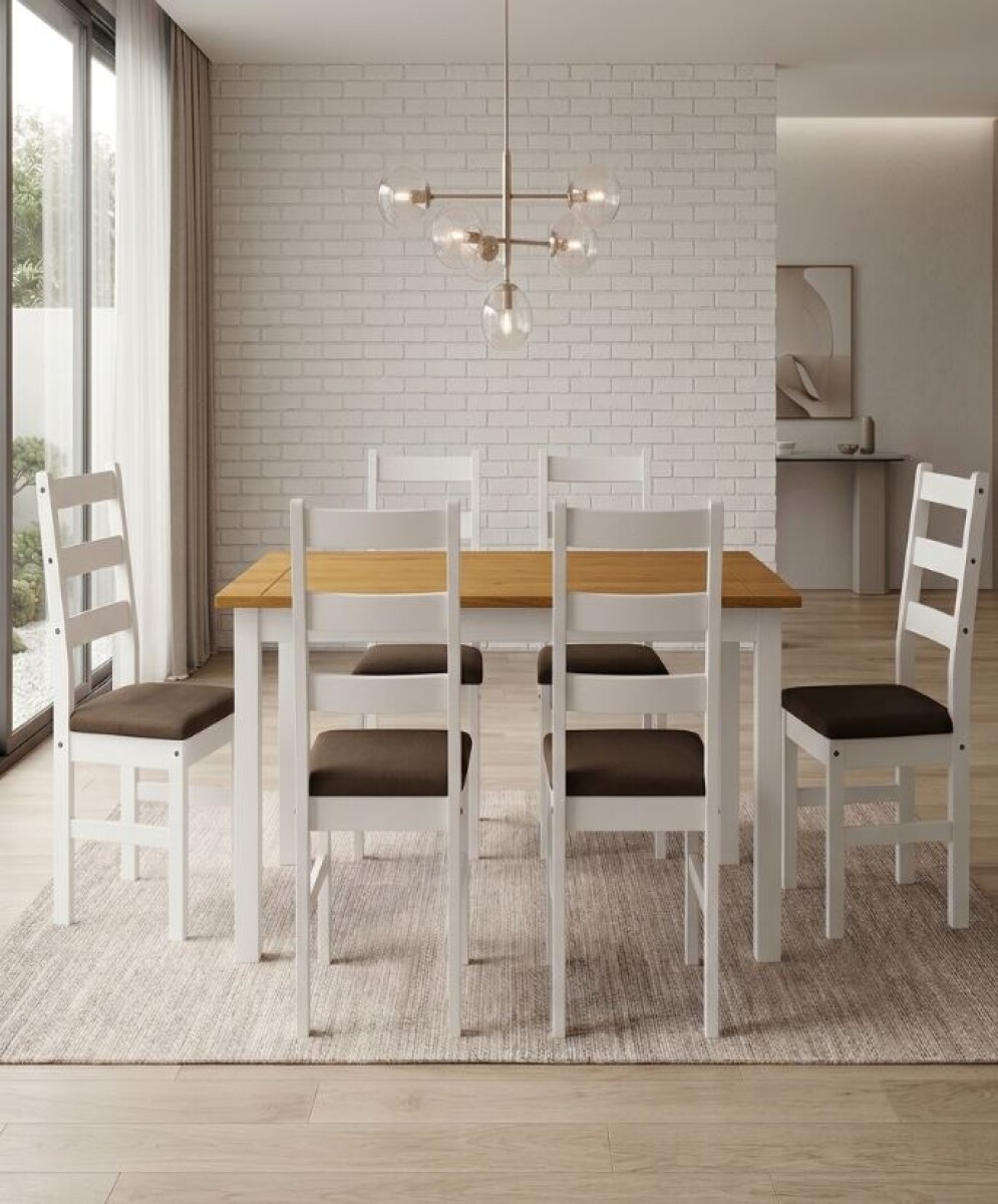 Juego De Comedor Bella 6 Sillas Blanco Tapizado SMGB 