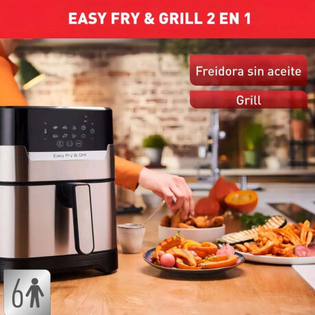 Freidora De Aire Moulinex Easy Fry & Grill 4.2L Digital Inox Xl 8 Programas 16 Funciones
