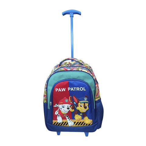 Mochila Infantil Paw Patrol con Carro Jacquard Grande 40 x 30 cm AZUL/VERDE