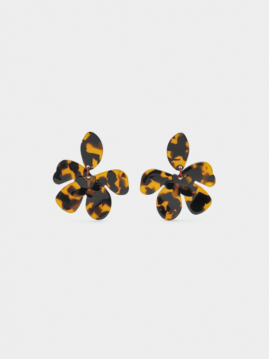 Pendientes De Flores Efecto Carey - multicolor 