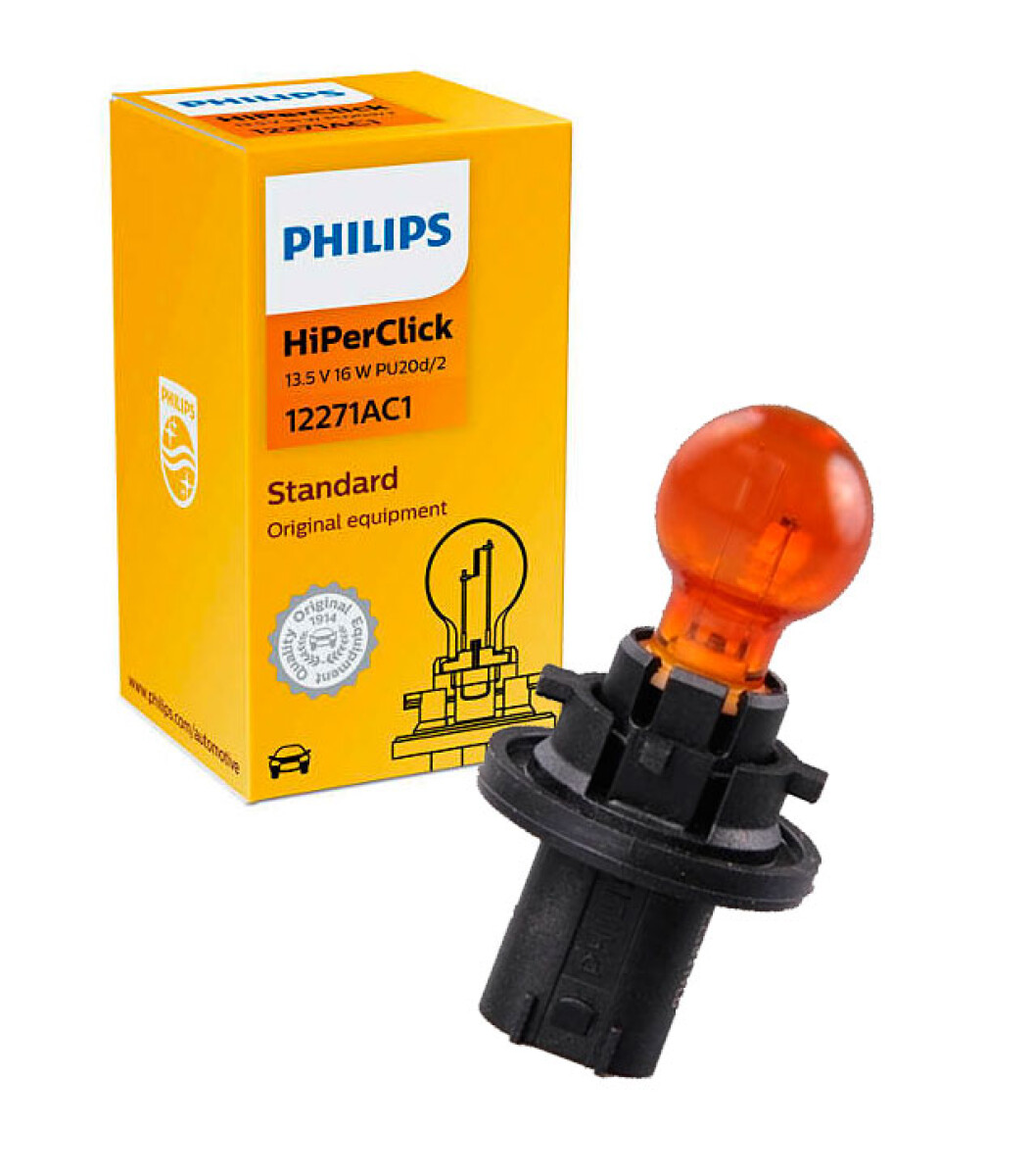 LAMPARA - 13.5V 16W PU20D HIPERCLICK ESPEJO SPRINTER AMBAR PHILIPS 