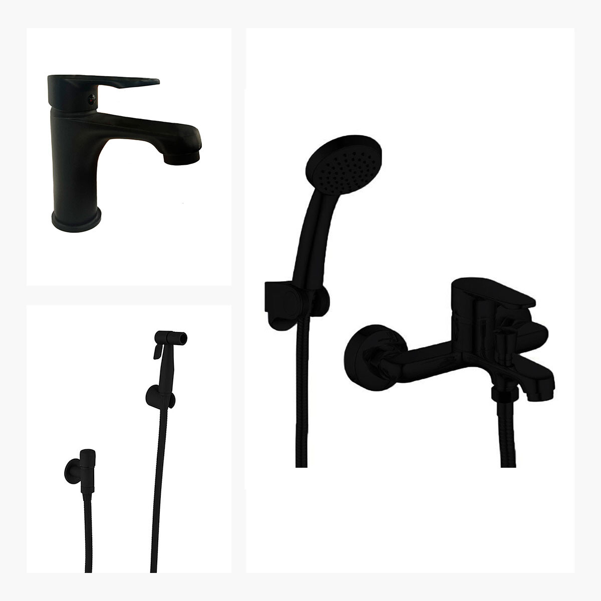 Juego De Griferia Lavatorio Bajo Ducha Exterior Y Ducha Higienica 