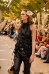 Leather Frunce Top Negro