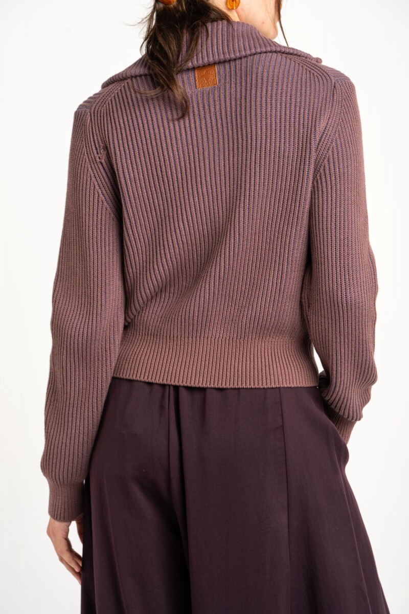 Campera Tejida Algodón Malva