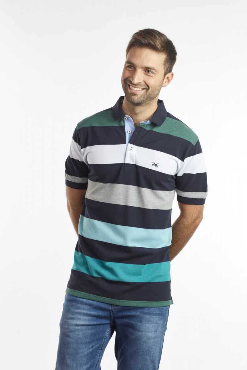 REMERA POLO RAYADA - Verde 