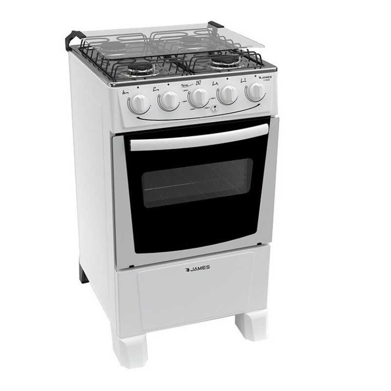 Cocina James C 105 B a gas 4 hornallas blanca 127V/230V puerta con visor Cocina James C 105 B A Gas 4 Hornallas Blanca 127v/230v Puerta Con Visor