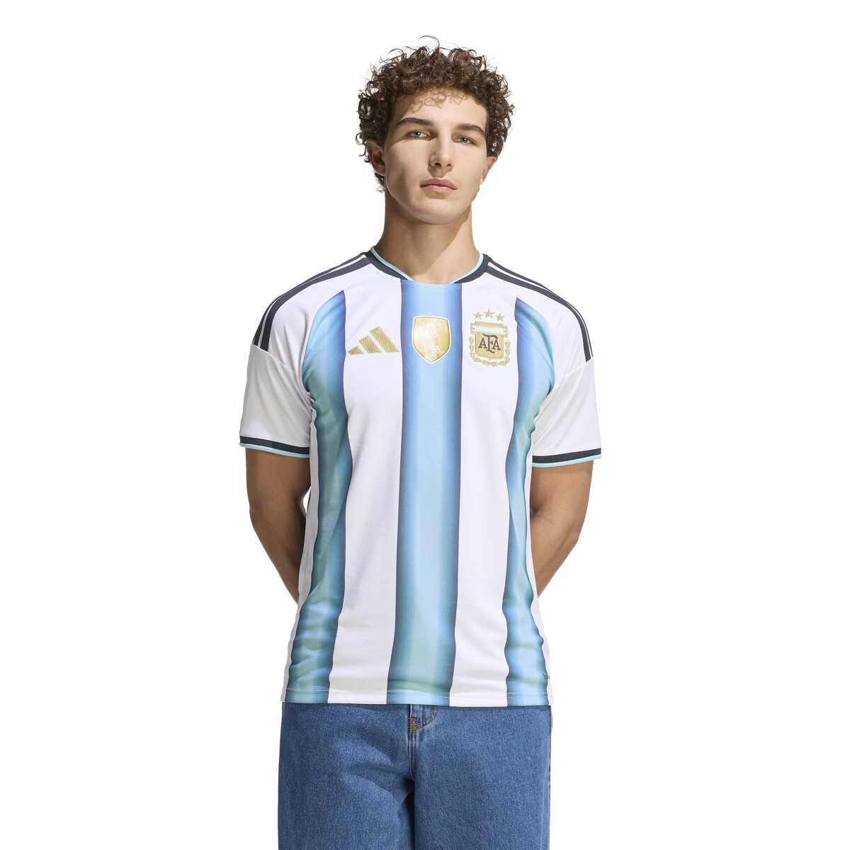 Camisetas Adidas Argentina Afa Home Masculino - Blanco - Celeste 