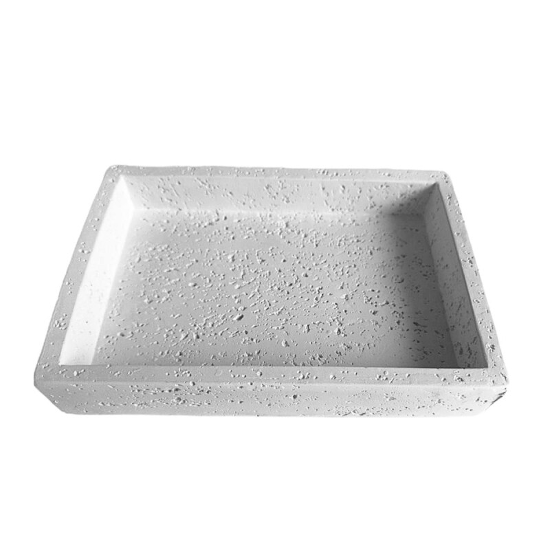 Bandeja decorativa simil piedra cementicia Rectangular 23x16cm GRIS