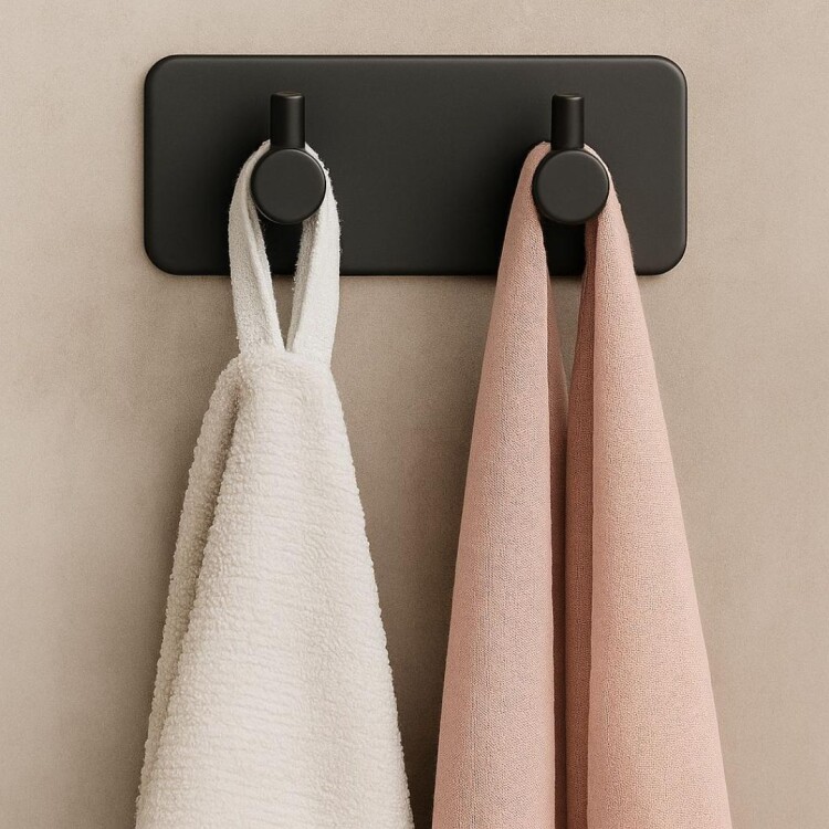 PERCHERO NEGRO 2 GANCHOIS AUTOADHESIVO PERCHERO NEGRO 2 GANCHOIS AUTOADHESIVO