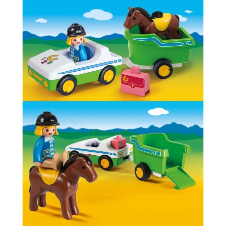 Playmobil Juguete 1.2.3 coche con remolque de caballo Playmobil Juguete 1.2.3 coche con remolque de caballo