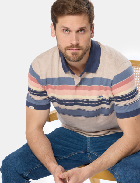 REMERA POLO RAYADA Beige