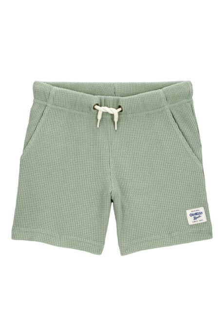 Short de algodón, punto waffle, verde Sin color