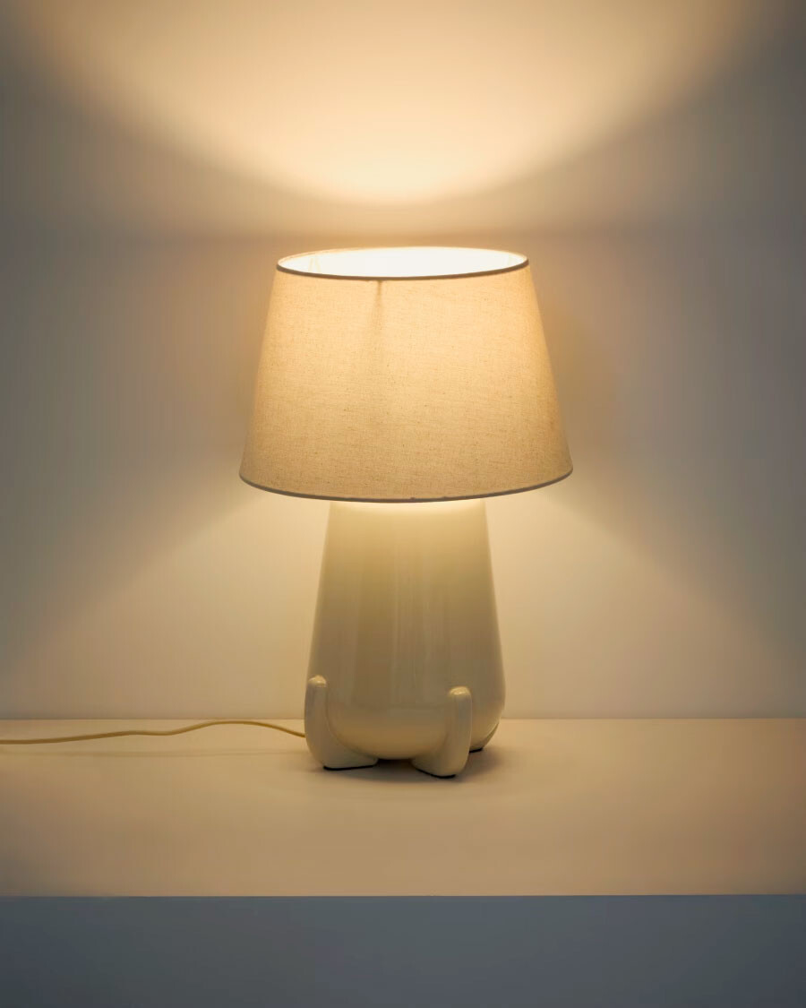 Lámpara de mesa Odra de cerámica crudo acabado brillante crudo acabado brillante