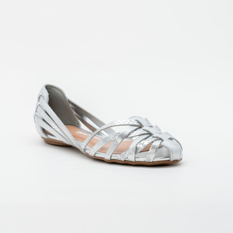 Sandalia COURO METALIZADO ROMA/COURO SNAKE METAL PRATA / PRATA Plata, Platino