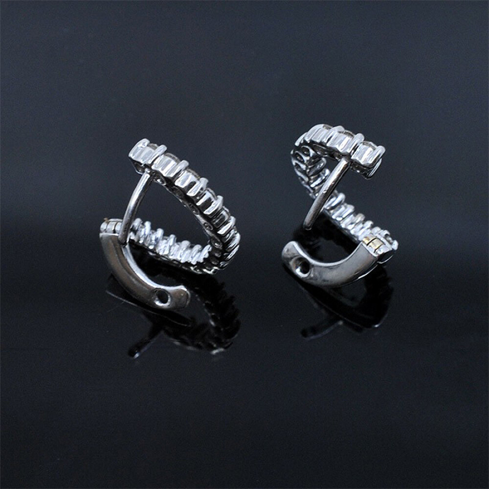 Caravanas En Oro 18K Blanco Y Brillantes Caravanas En Oro 18K Blanco Y Brillantes