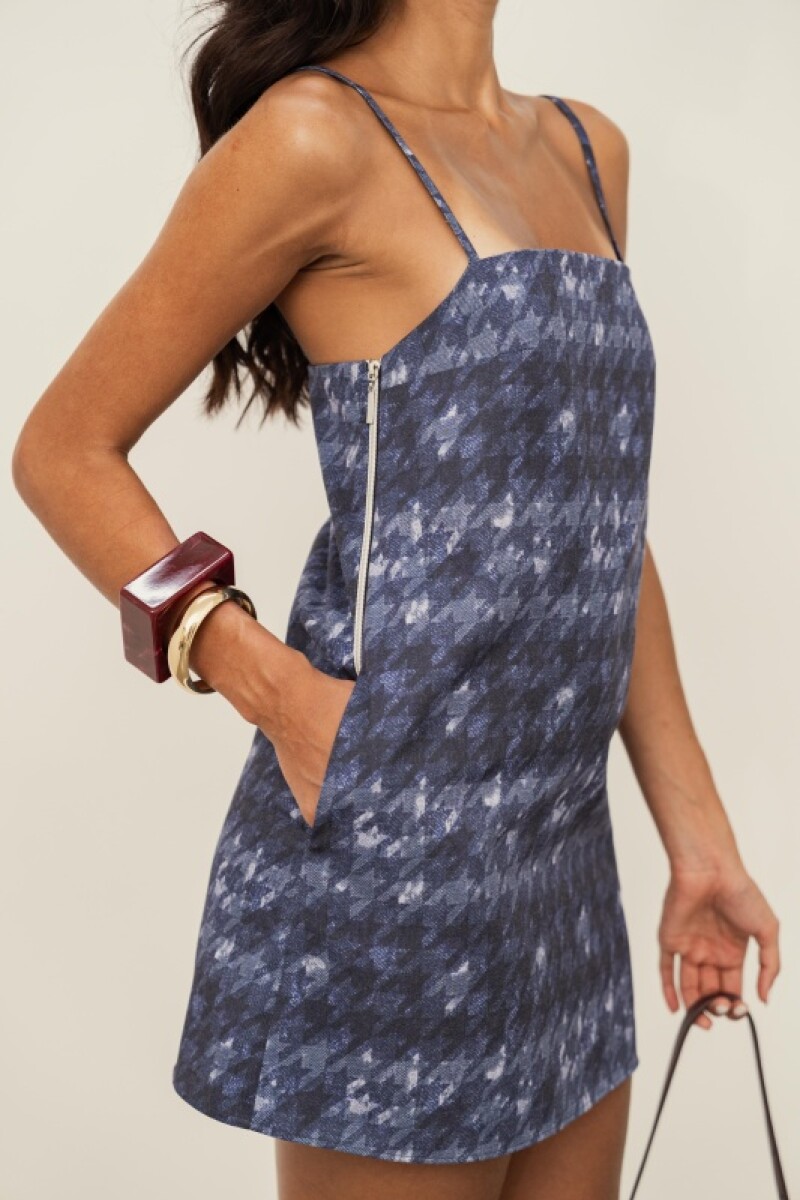 VESTIDO LAUREN DENIM TIE-DYE HOUNDSTOOTH VESTIDO LAUREN DENIM TIE-DYE HOUNDSTOOTH