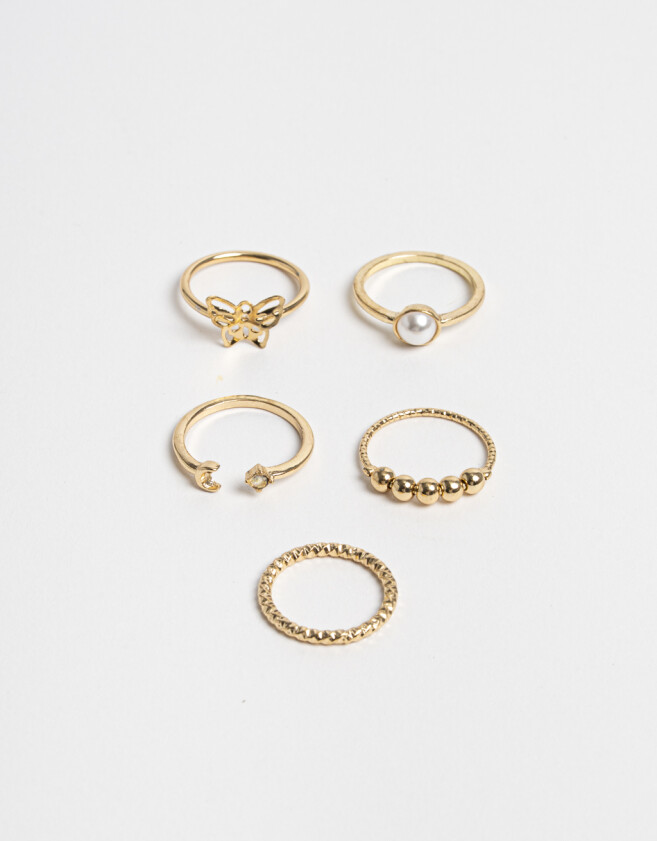 Sets Anillos Mariposas Anillos Sets De Metal - Dorado