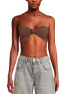FLORAL FRILLS KNOTTED BANDEAU Marron