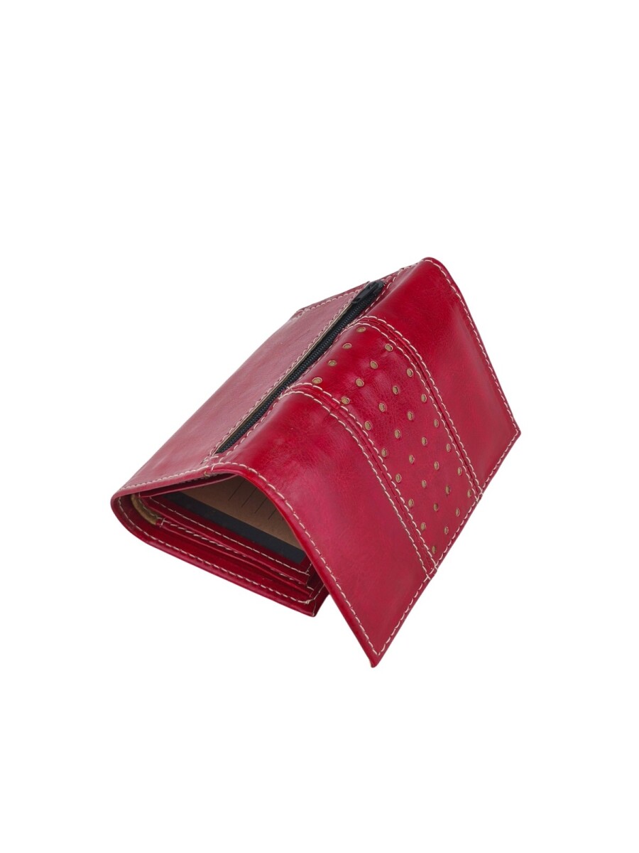 Billetera Dama Compacta con Perforaciones - Rojo 