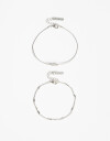 Pulseras Flexibles Sets Cubic zirconia Set De Pulseras Flexibles Bañado En Plata - Plateado
