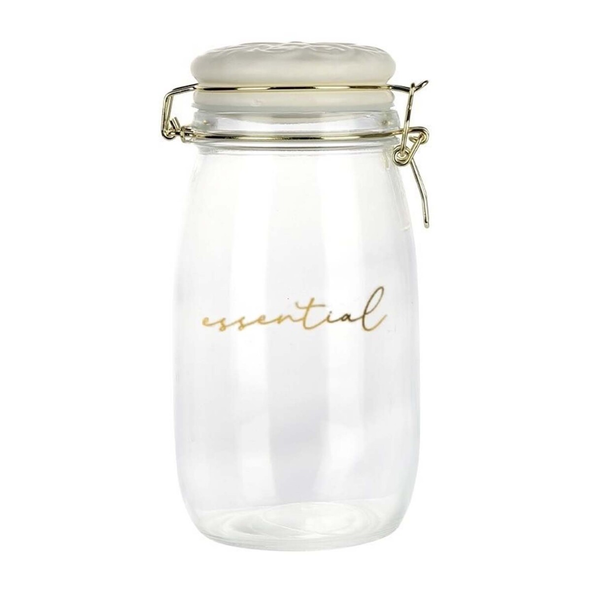 Frasco Recipiente Essential 1.5Lt en Vidrio y Tapa Cerámica - Blanco 