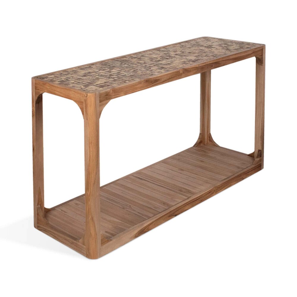 CONSOLA MADERA NATURAL-BEIGE COCO NATURAL