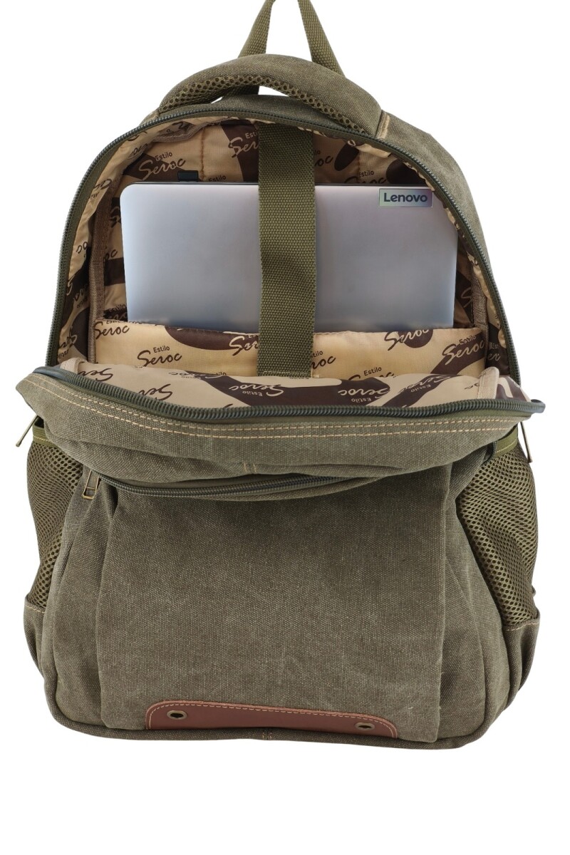 Mochila porta laptop de lona Verde