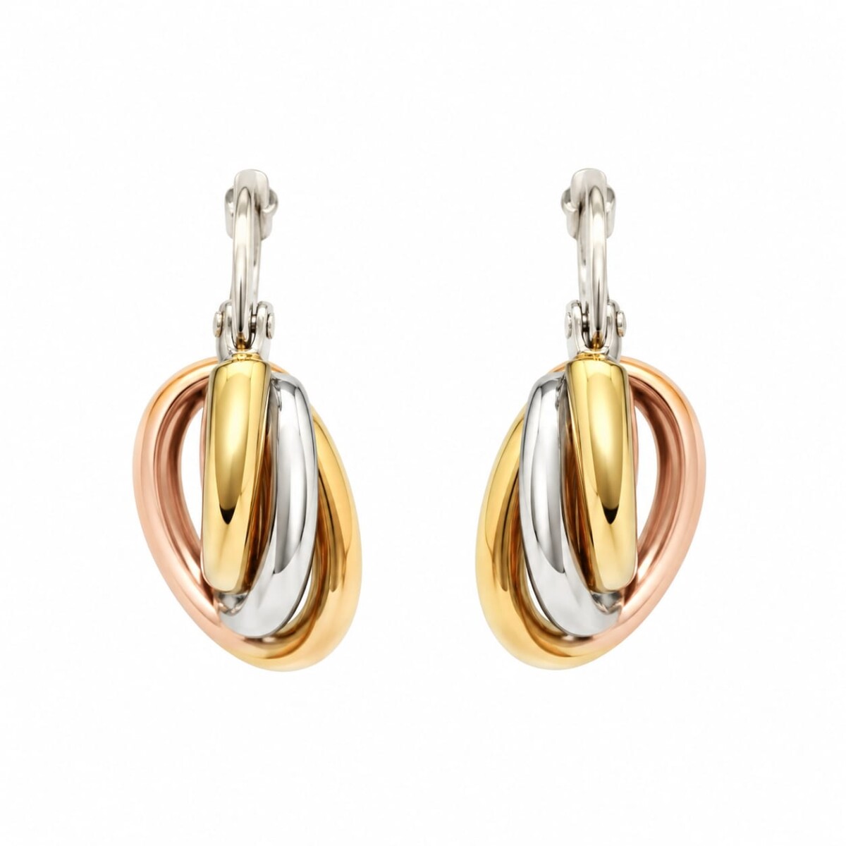 Caravanas Aros Tricolor de oro - Oro bajo - Sin piedra - CA8591 - sinpiedra 