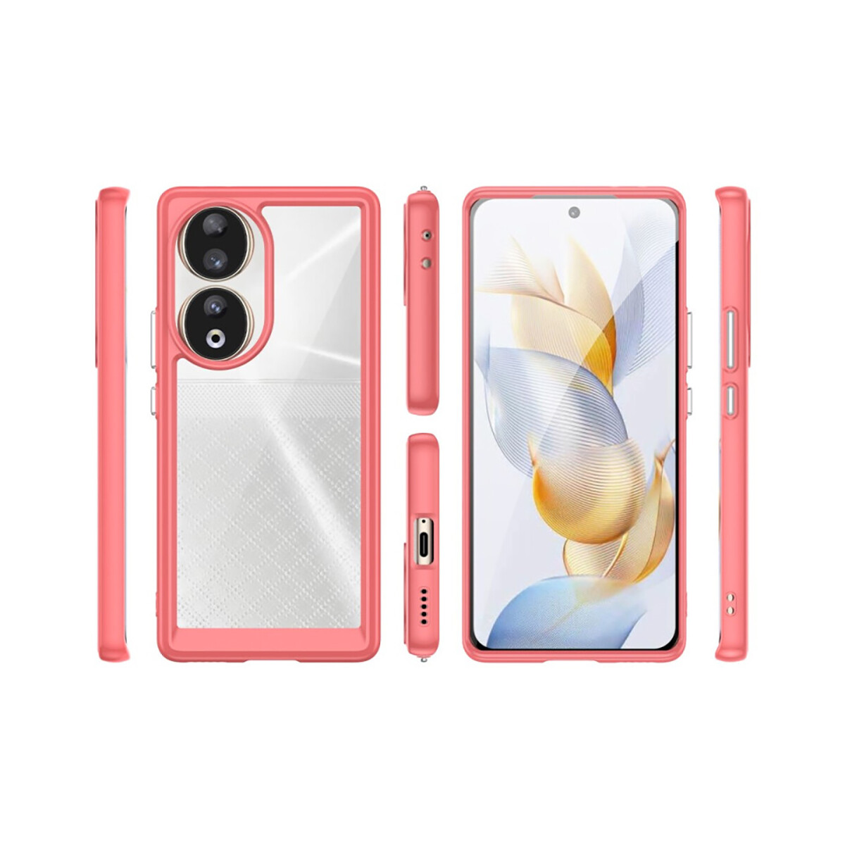 Case Transparente con Borde de Color Honor 90 Orange