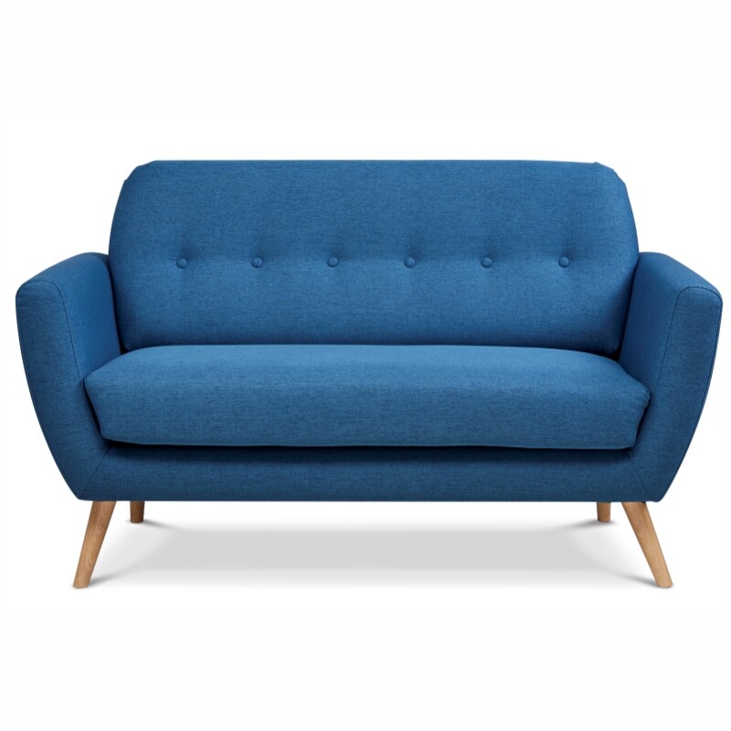 Sofá 810N1 2 Cuerpos Tapizado en Tela Azul