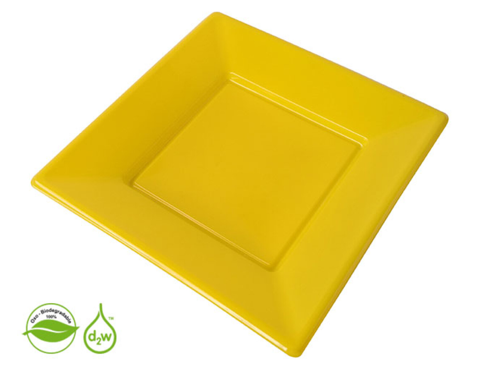 Plato Cuadrado Biodegradable x10 Und - Amarillo 