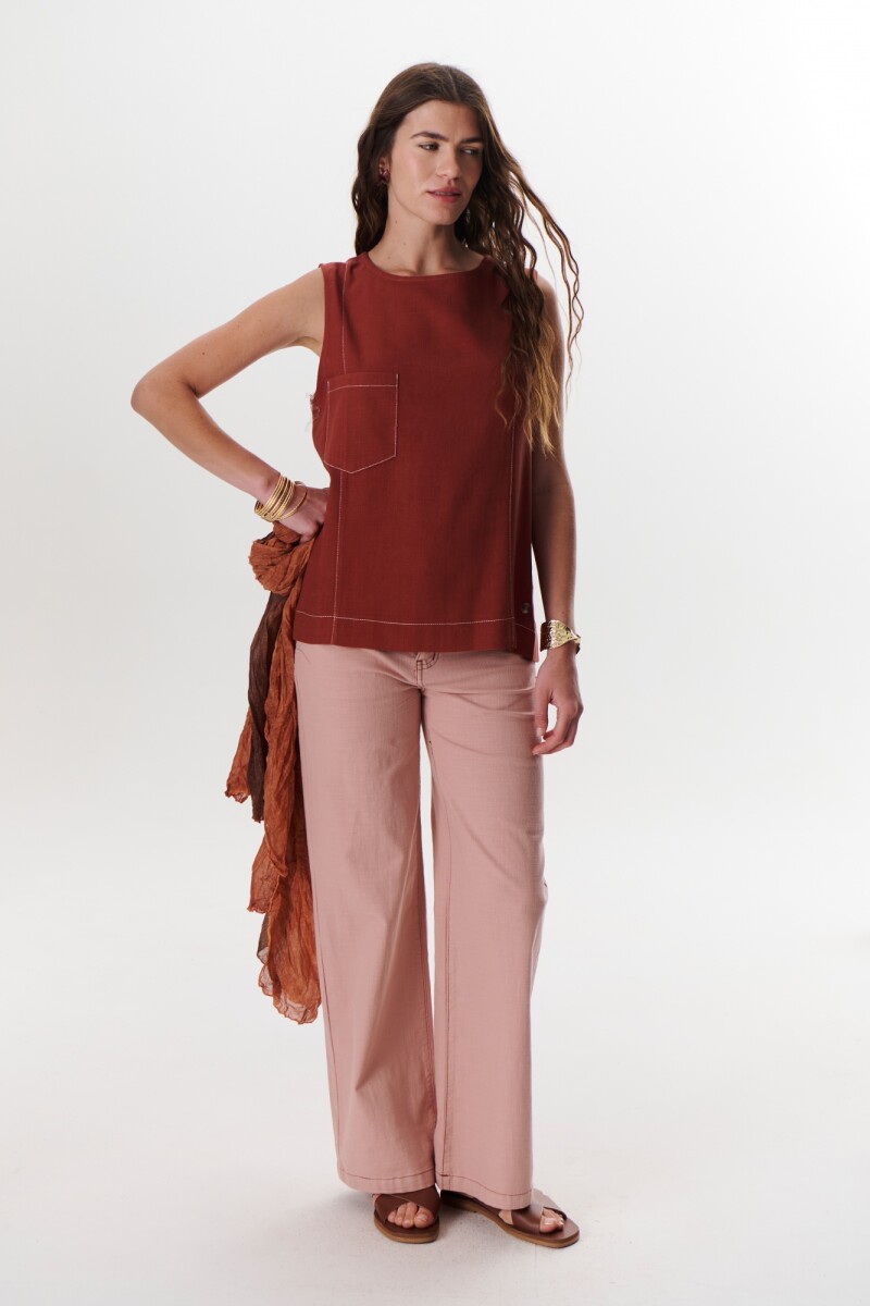 TOP LINO POCKET ROJO