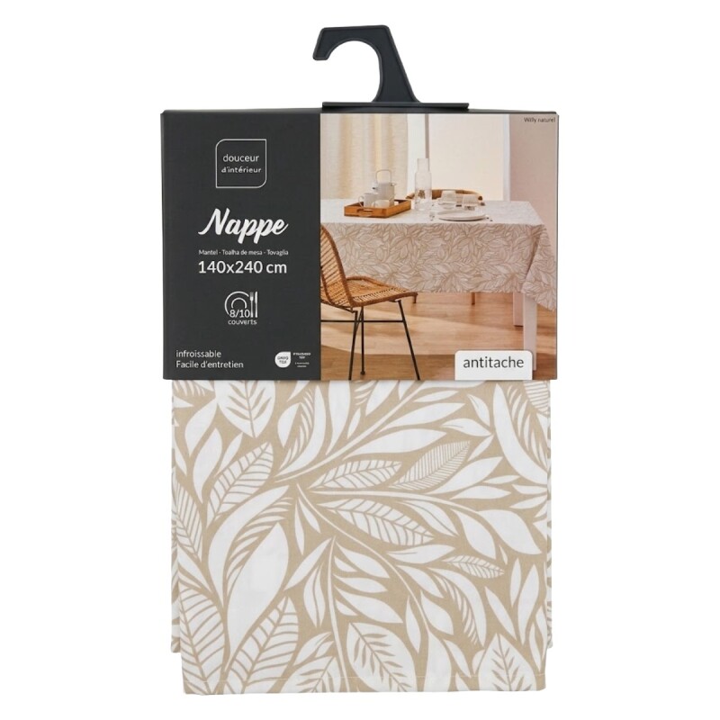MANTEL RECT BEIGE ESTAMP 140X240CM Unica