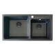Pileta Cuarzo Rectangular Doble Bajo Mesada Gris Grafito Mate 72X40X20 Cm