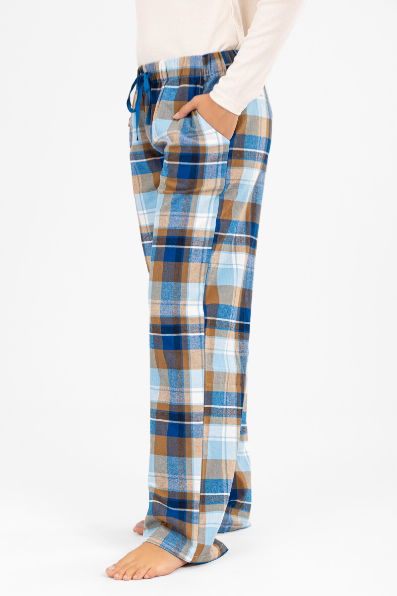 Pantalon mujer franela Azul