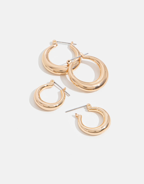Aros Argollas Set Metal Set De Argollas - Dorado