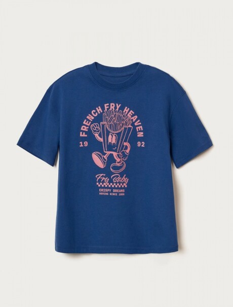 CAMISETA INFANTIL MANGA CORTA CON ESTAMPAS AZUL