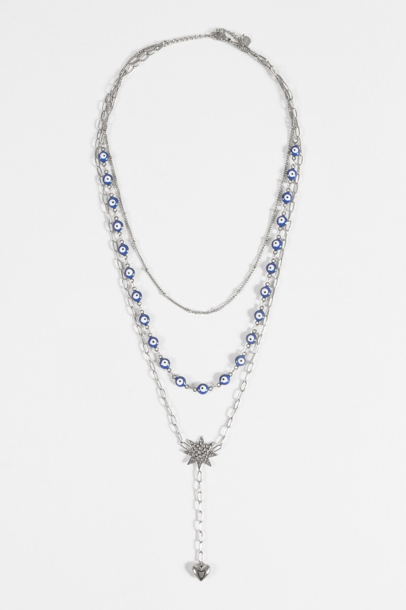 Collar acero ojitos plateado