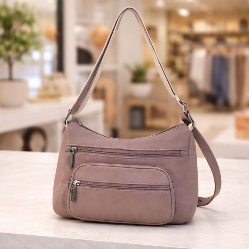 Bandolera Morral de Dama en Eco Cuero Rosa Mauve