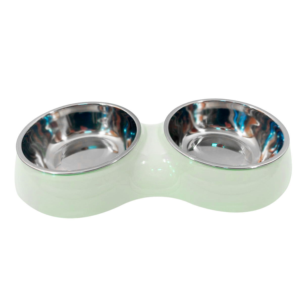 Comedero Doble Para Mascotas Bowl Bebedero Perros Gatos - Color verde 