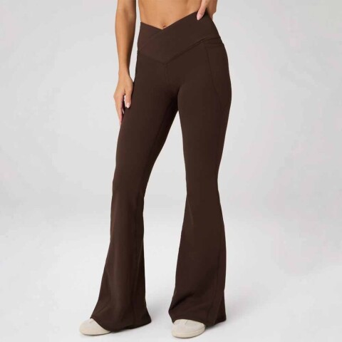 Pantalón Oasis High-Waisted Crossover Flare Mujer Cacao