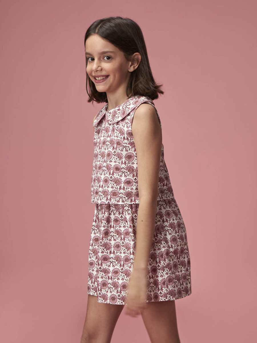 Vestido Estampado Flores Berenjena