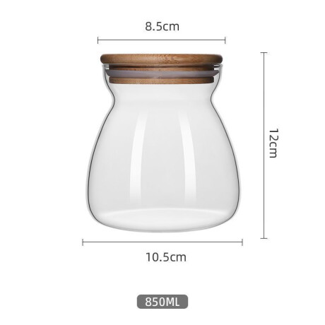 Recipiente Hermético Multiuso Vidrio C/Tapa Bambú 850ML Recipiente Hermético Multiuso Vidrio C/Tapa Bambú 850ML