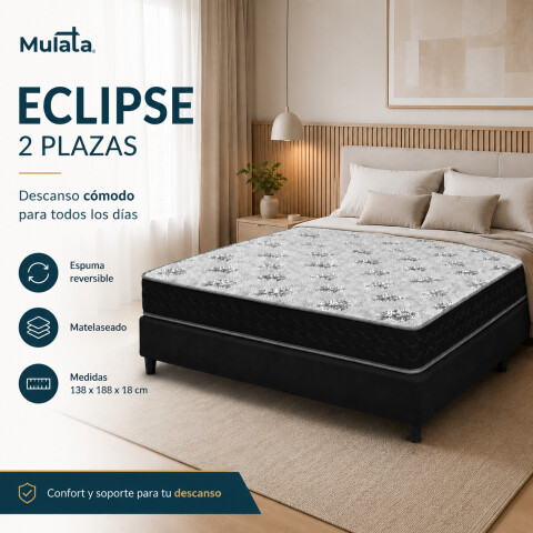 Sommier Eclipse 2 Plazas Colchón Espuma Reversible Matelaseado 138 x 188 x 18 cm Sommier Eclipse 2 Plazas Colchón Espuma Reversible Matelaseado 138 x 188 x 18 cm