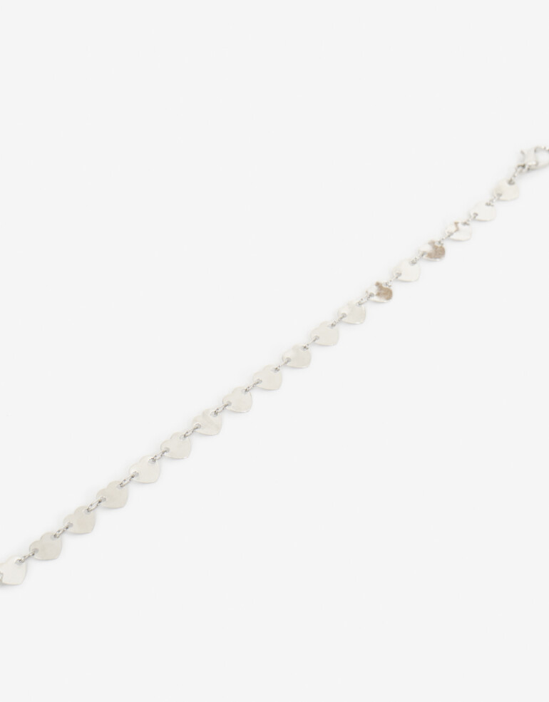 Pulseras Flexibles Metal Pulsera Corazones Metal - Plateado Rodio