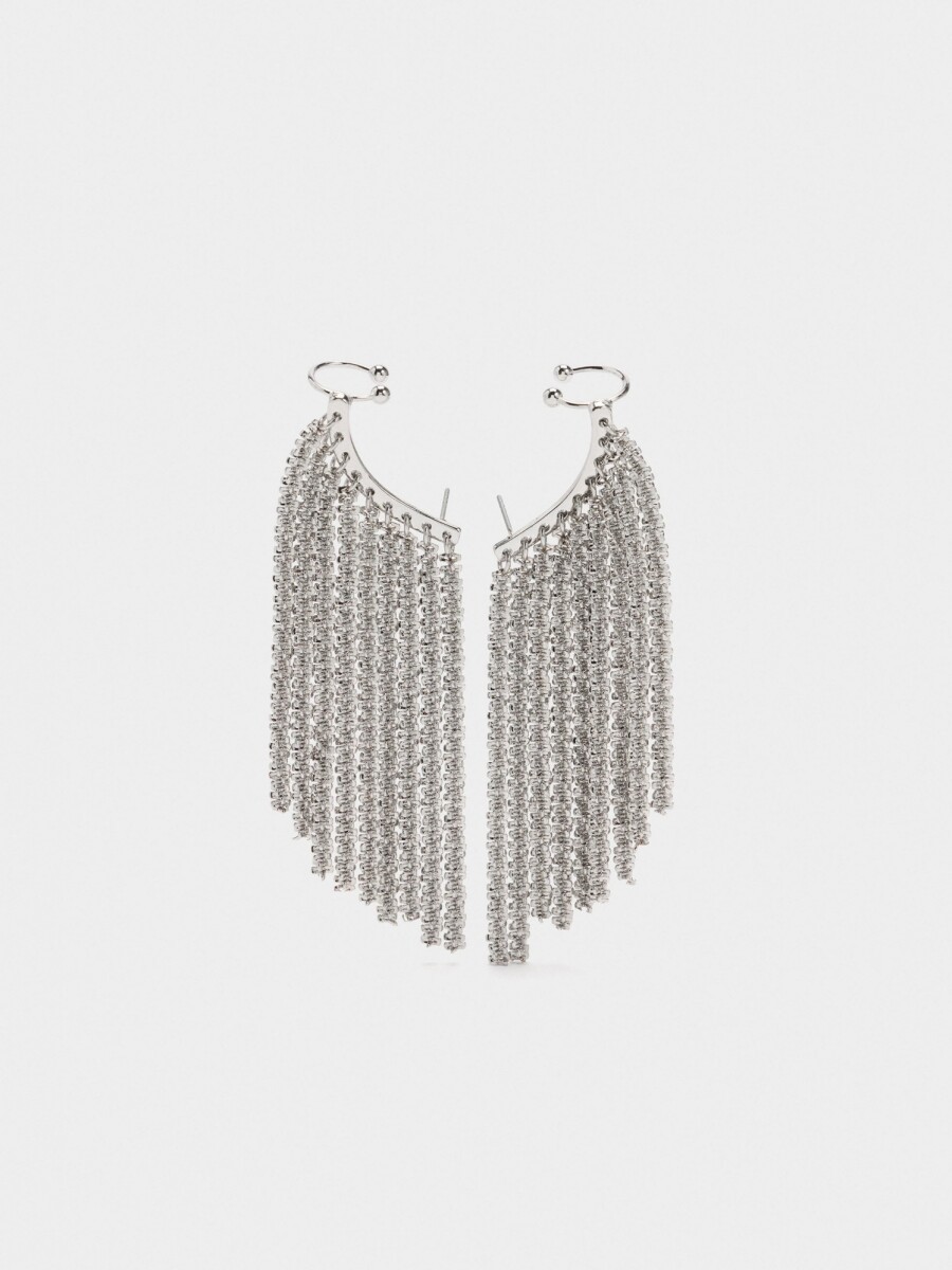 Pendientes Ear Jacket Con Cadenas plateado