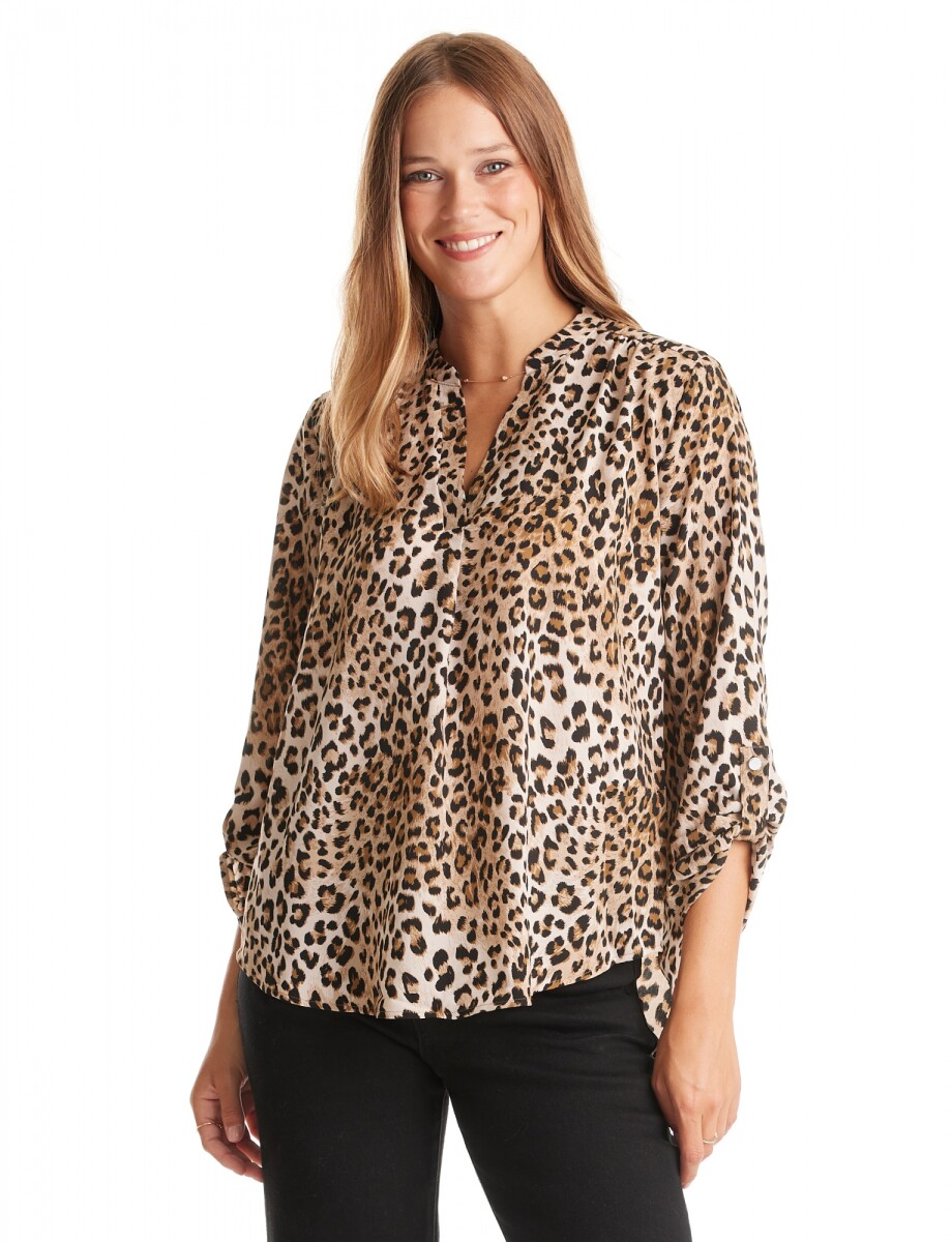 Blusa Animal Print - Multi/beige 