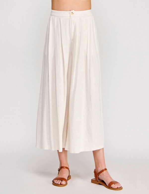 Pantalon Crop Lino BEIGE CLARO