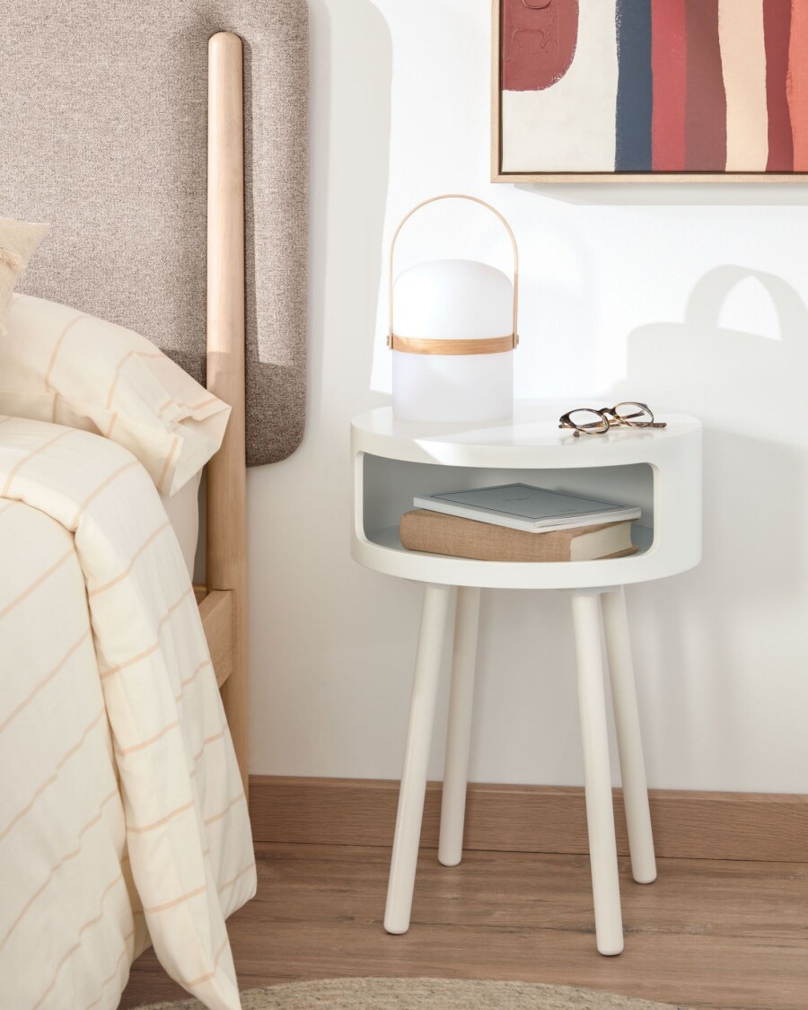 Mesa auxiliar Kurb B Ø 40 cm blanco