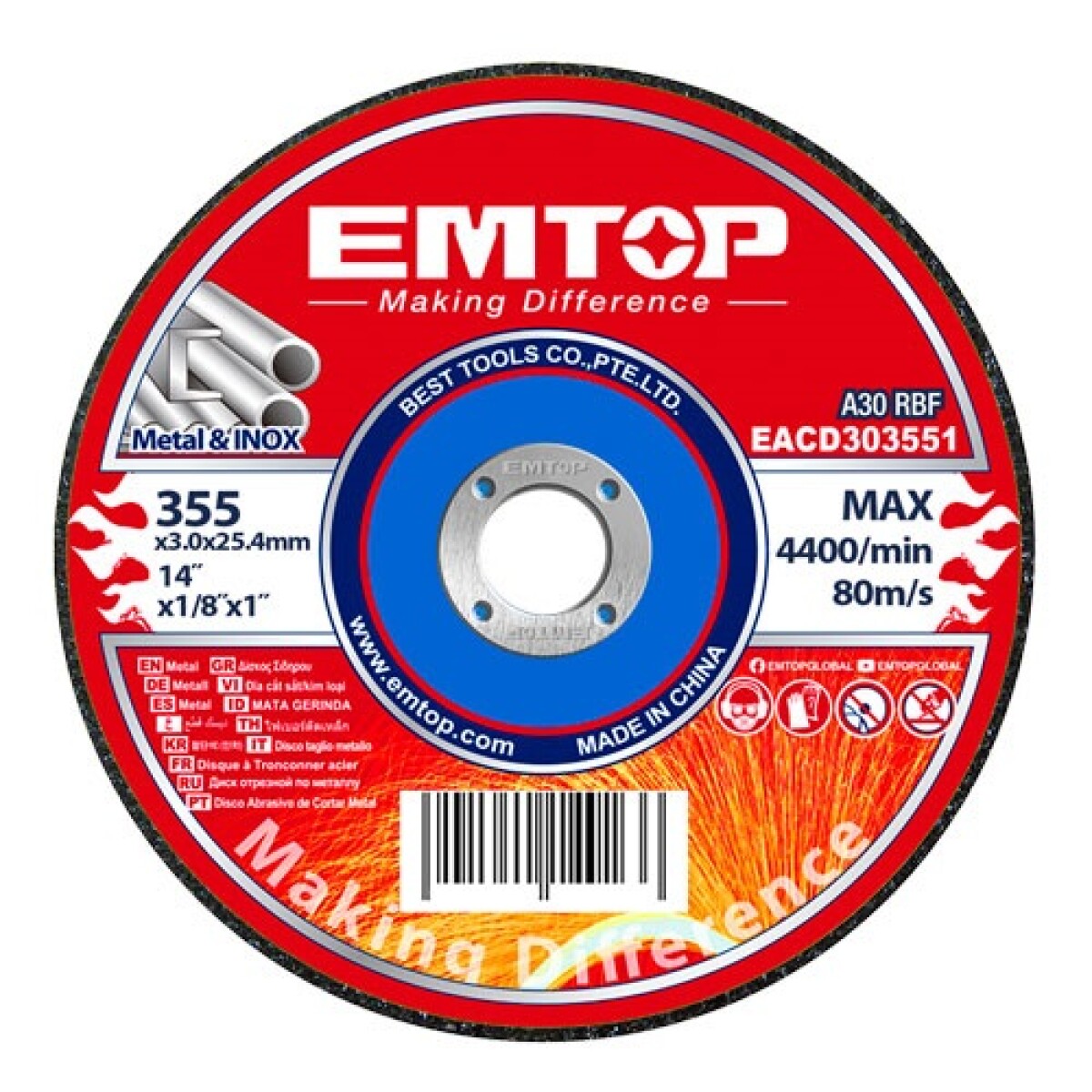 Disco Emtop Metal 355mmx3.0 C/u 